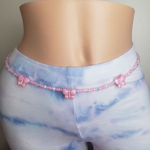 Babypink butterfly beaded belt